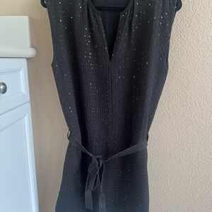 RACHEL Rachel Roy Black Sleeveless V-Neck Tie-Waist Midi Dress